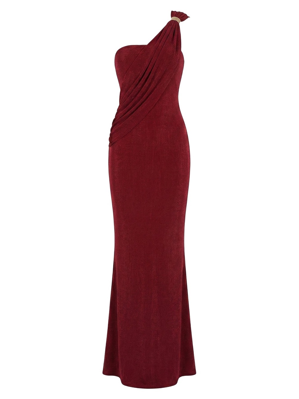 Never worn JLUXLABEL One-Shoulder Burgundy Evening Gown with Draped Bodice